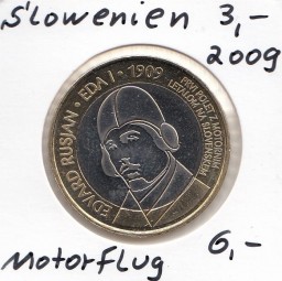 Slowenien 3 € 2009, Motorflug, bankfrisch