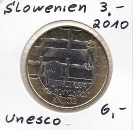 Slowenien 3 € 2010, Unesco, bankfrisch