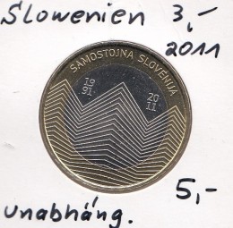 Slowenien 3 € 2011, Unabhängigkeit, bankfrisch