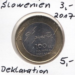 Slowenien 3 € 2017, Deklaration, bankfrisch