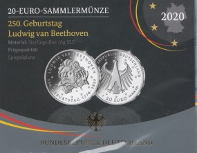Deutschland 20 € 2020, Beethoven, polierte Platte