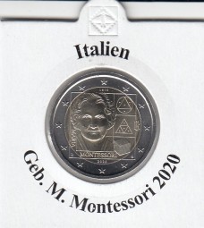 Italien 2 € 2020, Montessori, bankfrisch aus der Rolle