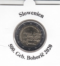 Slowenien 2 € 2020, Bohoric`, bankfrisch aus der Rolle