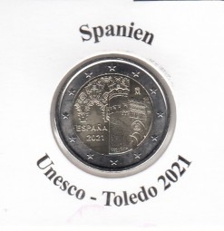 Spanien 2 € 2021, Unesco Altstadt Toledo, bankfrisch
