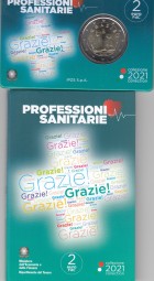 Italien 2 € 2021, Grazie / Gesundheitswesen Coincard