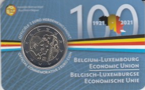 Belgien 2 € 2021, Bel./Lux. Wirtschaft in Coincard NL / Flämische Ausf.