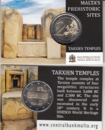 Malta 2 € 2021, Tempel Tarxien, bankfrisch in Coincard mit Prägezeichen