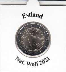 Estland 2 € 2021, Nat. Wolf , bankfrisch aus der Rolle