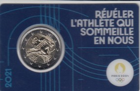 Frankreich 2 € 2021, Olympiade in Coincard blau