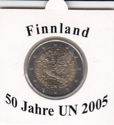 Finnland 2 € 2005 60 Jahre Uno, bankfrisch aus der Rolle