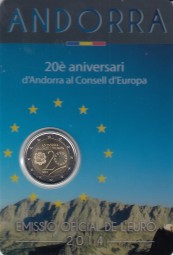 Andorra 2 € 2014, Beitritt Europarat, im Blister