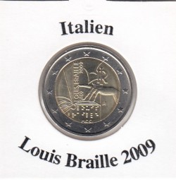 Italien 2 € 2009, Louis Braille