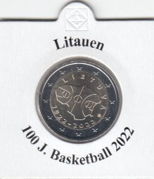 Litauen 2 € 2022, Basketball, bankfrisch