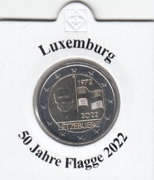 Luxemburg 2 € 2022, 50 Jahre Flagge, bankfrisch