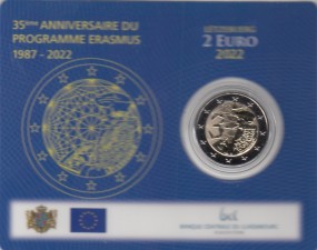 Luxemburg 2 € 2022 Erasmus in Coincard mit Prägezeichen MDP
