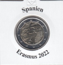 Spanien 2 € 2022 Erasmus, bankfrisch aus der Rolle