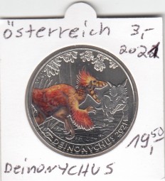 Österreich 3 € 2021 Deinonychus in Farbe, bankfrisch