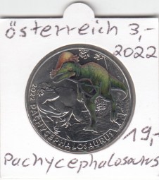 Österreich 3 € Pachycephalosaurus in Farbe, bankfrisch