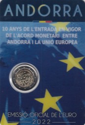 Andorra 2 € 2022 Währungsvereinbarung im Blister
