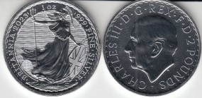 Grossbritannien Britannia 2023 mit Bild König Charles 1 Unze Silber