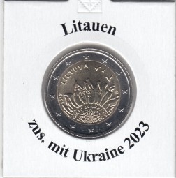 Litauen 2 € 2023 zus. mit Ukraine, bankfrisch aus der Rolle