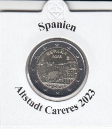 Spanien 2 € 2023 , Altstadt von Caceres, bankfrisch