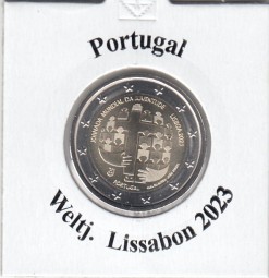 Portugal 2 € 2023, Weltjugendtag Lissabon, bankfrisch aus der Rolle