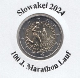 Slowakei 2 € 2024 Marathonlauf, bankfrisch