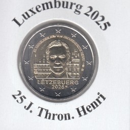 Luxemburg 2 € 2025 Thronb. Henri, bankfrisch