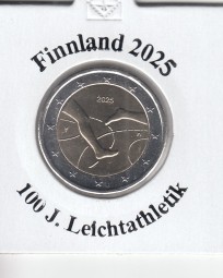 Finnland 2 € 2025 Leichtathletik, bankfrisch, lose
