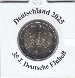 Deutschland 2 Euro 2025 Deutsche Einheit, bankfrisch aus der Rolle