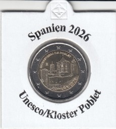 Spanien 2 Euro 2026 Unesco Kloster Poblet, bankfrisch