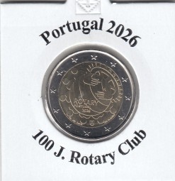 Portugal 2 € 2026, 100 Jahre Rotary Club, bankfrisch