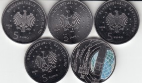 Deutschland 5 € 2026 Ariane 6, bankfrisch, Satz A-J