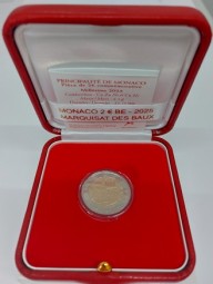 Monaco 2 € 2025 Marquisat des Beux PP, mit Etui,Verpackung+ Zertifikat