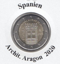 Spanien 2 € 2020, Aragon, bankfrisch