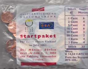 Österreich Starterkit 2002, Nominale 14,54 €