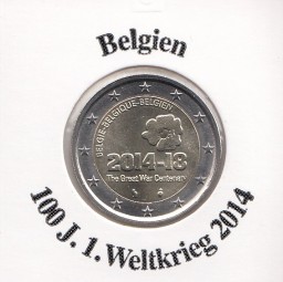 Belgien 2 € 2014 , 100 Jahre 1. Weltkrieg