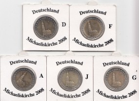 Deutschland 2 € 2008 Michaeliskirche, A,D,F,G,J,
