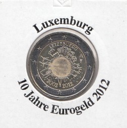 Luxemburg 2 € 2012, 10 Jahre Eurobargeld,