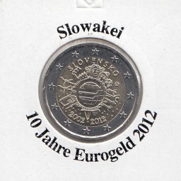 Slowakei 2 € 2012, 10 Jahre Eurobargeld,
