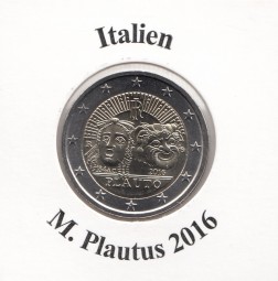 Italien 2 € 2016, Plautus, bankfrisch aus der Rolle